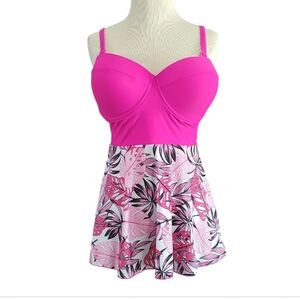Pink Floral Swim Top